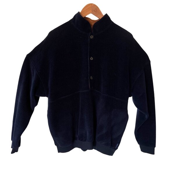 Straight Down Golf Pullover Mens Size Large Navy Soft Terry Henley Sweater USA - Picture 1 of 9